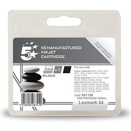 5 Star Compatible - Alternative to Lexmark No. 34 Black Inkjet Cartridge
