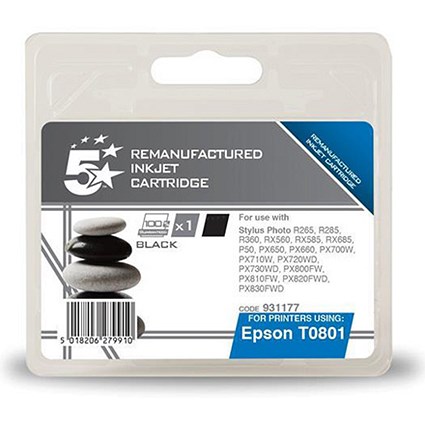 5 Star Compatible - Alternative to Epson T0801 Black Inkjet Cartridge
