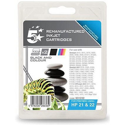 5 Star Compatible - Alternative to HP 21/22 Black and Colour Inkjet Cartridges (Twin Pack)
