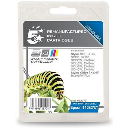 5 Star Compatible - Alternative to Epson T1282/3/4 Colour Pack - Cyan, Magenta and Yellow (3 Cartridges)