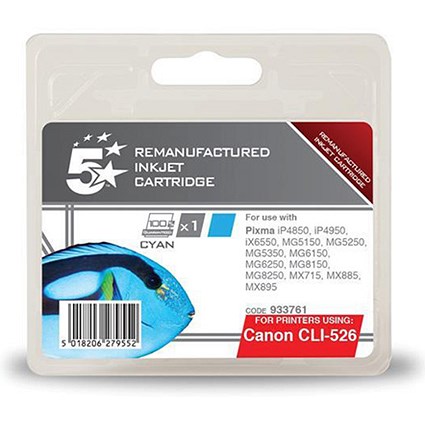 5 Star Compatible - Alternative to Canon CLI-526C Cyan Inkjet Cartridge