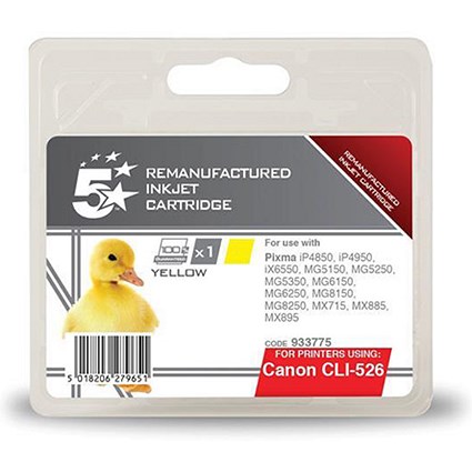 5 Star Compatible - Alternative to Canon CLI-526Y Yellow Inkjet Cartridge
