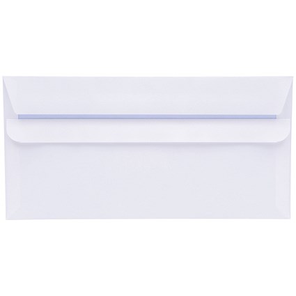 5 Star Plain DL Envelopes, White, Press Seal, 80gsm, Pack of 50