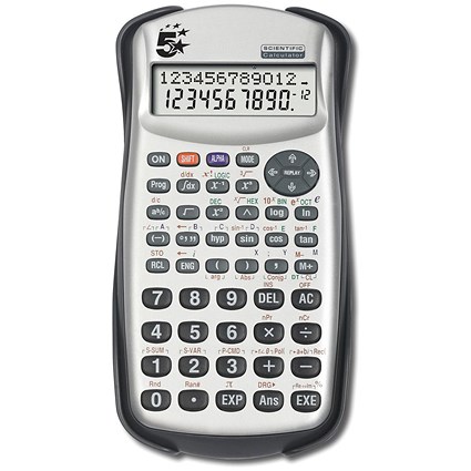 5 Star Scientific Calculator, 2 Line, 279 Functions, Silver/Black