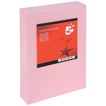 5 Star A4 Multifunctional Coloured Card, Light Pink, 160gsm, 250 Sheets