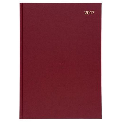 5 Star 2017 Diary / Day to Page / A4 / Red