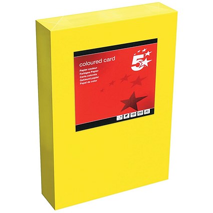 5 Star A4 Multifunctional Tinted Card, Deep Yellow, 160gsm, 250 Sheets
