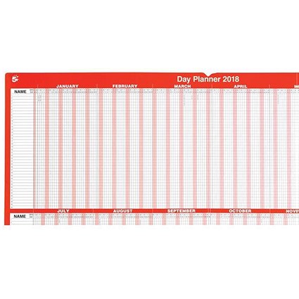 5 Star 2018 Day Planner / Mounted / 915x610mm