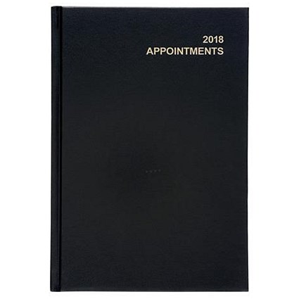 5 Star 2018 Appointment Diary / Day to a Page / A5 / Black