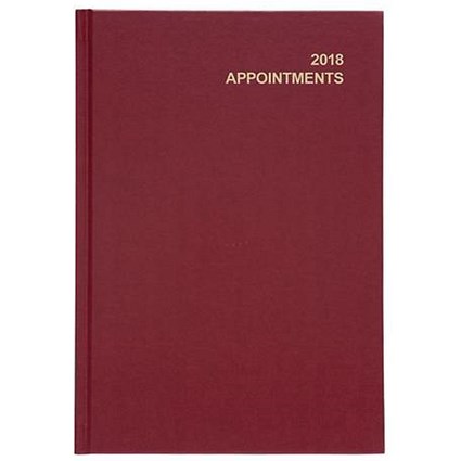 5 Star 2018 Appointment Diary / Day to a Page / A5 / Red