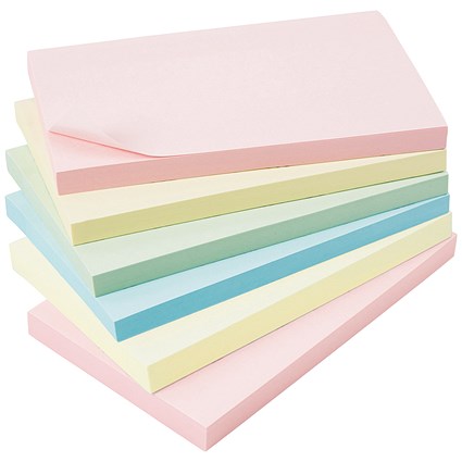 5 Star Extra Sticky Notes, 76x127mm, Assorted Pastel, Pack of 6 x 90 Notes