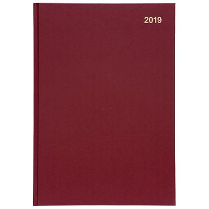 5 Star 2019 Diary / 2 Days Per Page / A4 / Red