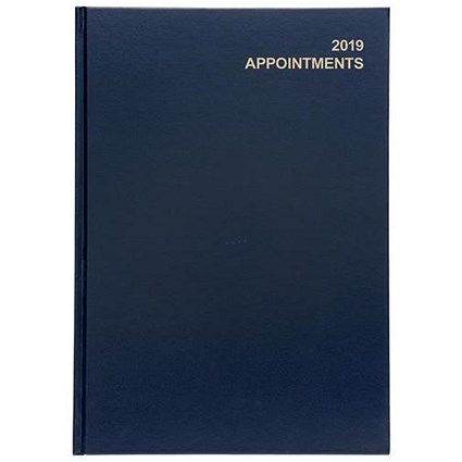5 Star 2019 Appointments Diary / Day Per Page / A4 / Blue
