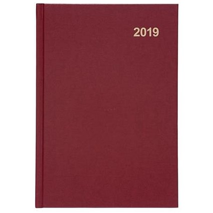 5 Star 2019 Diary / 2 Days Per Page / A5 / Red