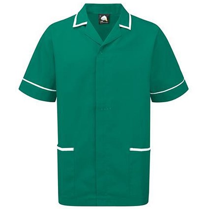5 Star Mens Nursing Tunic / Concealed Zip / Small / Green & White