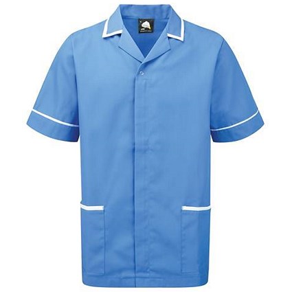 5 Star Mens Nursing Tunic / Concealed Zip / Large / Blue & White