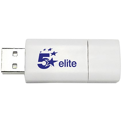 5 Star 3.0 USB Flash Drive, 16GB, White