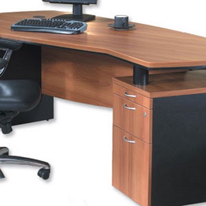 Elysium Executive Desk Right-hand 37mm Top with 3 Drawer Filing Pedestal W2200xD1190xH750mm Walnut