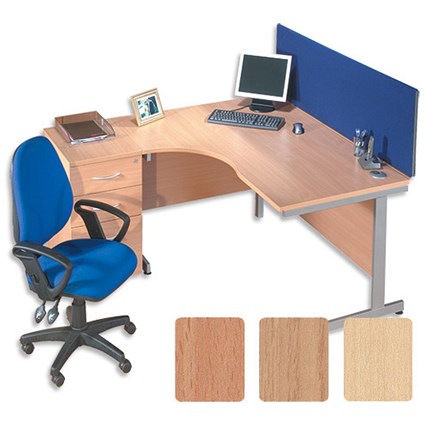 Sonix S1 Cantilever 1600 Desk Radial Left-Hand with Grey Frame W1600xD1200xH730mm Beech