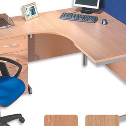 Sonix S1 Cantilever 1800 Desk Radial Left-Hand with Grey Frame W1800xD1200xH730mm Beech