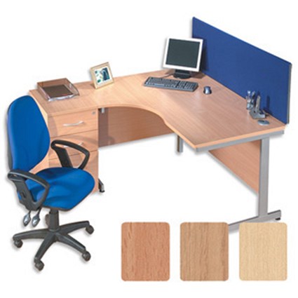 Sonix S1 Cantilever 1800 Desk Radial Left-Hand with Grey Frame W1800xD1200xH730mm Oak