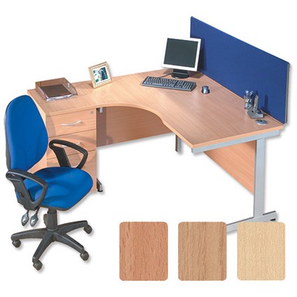Sonix S1 Cantilever 1600 Desk Radial Left-Hand with Silver Frame W1600xD1200xH730mm Beech