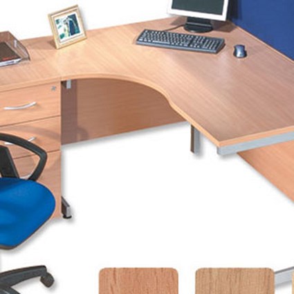 Sonix S1 Cantilever 1800 Desk Radial Left-Hand with Silver Frame W1800xD1200xH730mm Beech