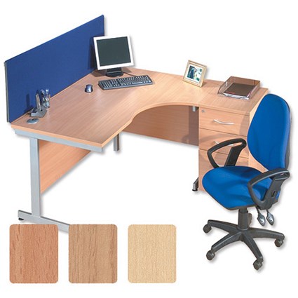 Sonix S1 Cantilever 1800 Desk Radial Right-Hand with Silver Frame W1800xD1200xH730mm Beech