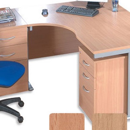 Sonix S2 1800 Cantilever Desk Radial Left-Hand with Silver Frame W1800xD1200xH730mm Beech