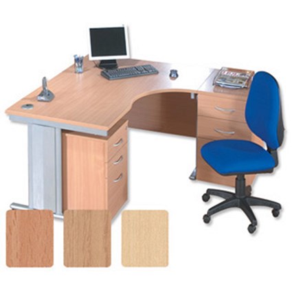 Sonix S2 1800 Cantilever Desk Radial Right-Hand with Silver Frame W1800xD1200xH730mm Oak