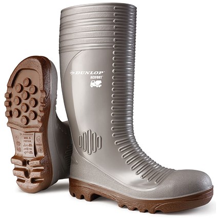 Dunlop Acifort Concrete Full Safety Wellington Boots, Grey,
