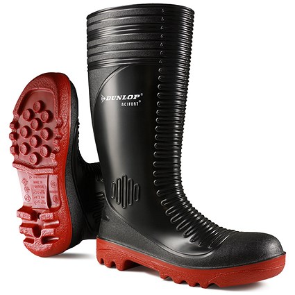 Dunlop Acifort Ribbed Full Safety Wellington Boots, Black, 9 Dunlop Acifort Ribbed Full Safety Wellington Boots, Black, 9