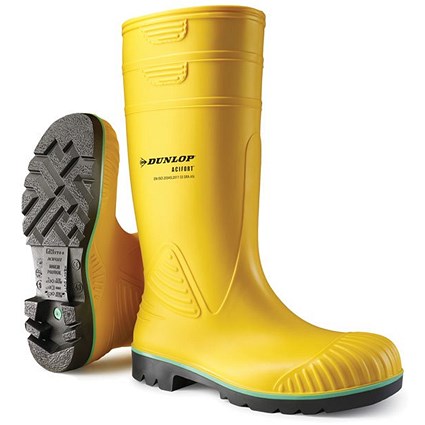 Dunlop Acifort Heavy Duty Full Safety Wellington Boots, Yellow, 13 Dunlop Acifort Heavy Duty Full Safety Wellington Boots, Yellow, 13