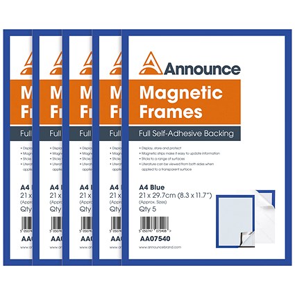 Announce Magnetic Frames A4 Blue (Pack of 5)