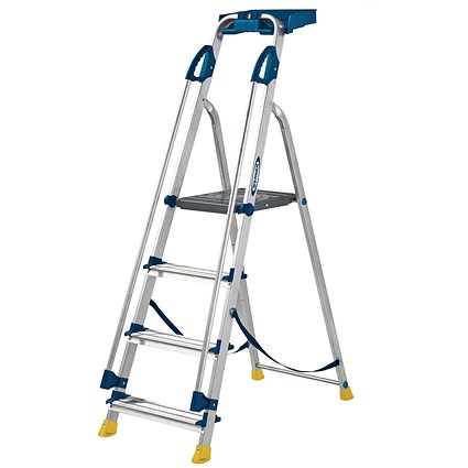 Werner Workstation 4 Tread Stepladder Twin Handrails Blue 7050418L