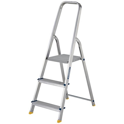 Werner 3 Tread Stepladder with High Handrail Aluminium 7400318L