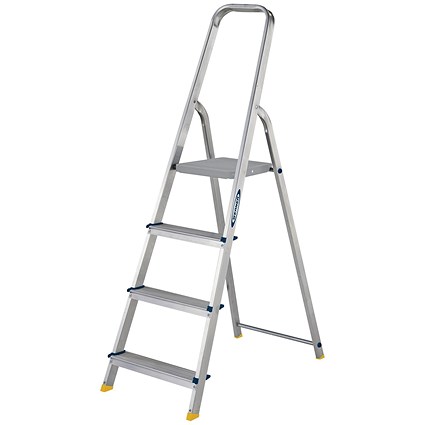 Werner 4 Tread Stepladder with High Handrail Aluminium 7400418L