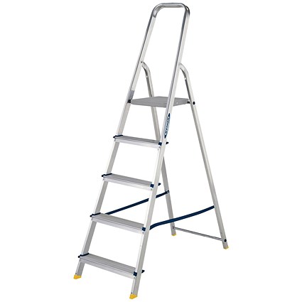 Werner 5 Tread Stepladder with High Handrail Aluminium 7400518L