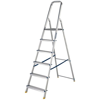 Werner 6 Tread Stepladder with High Handrail Aluminium 7400618L