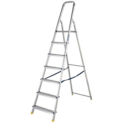 Werner 7 Tread Stepladder with High Handrail Aluminium 7400718L