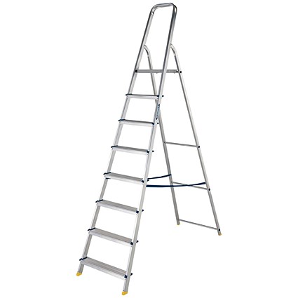 Werner 8 Tread Stepladder with High Handrail Aluminium 7400818L