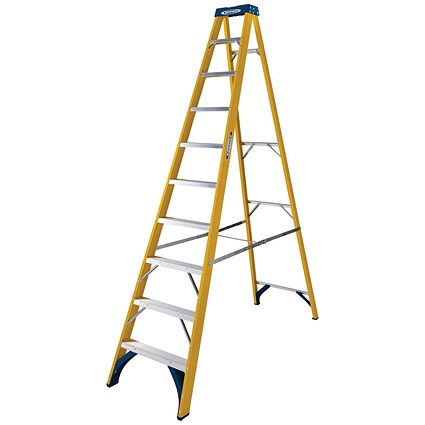 Werner 10 Tread Fibreglass Swingback Stepladder Yellow/Black 7161018