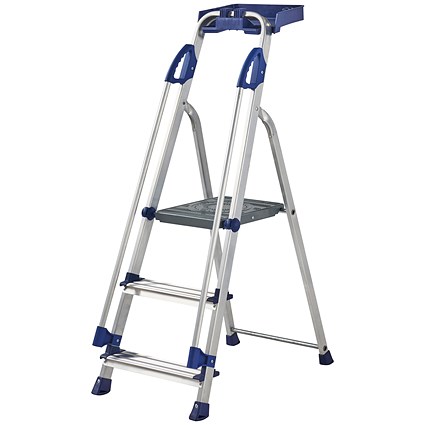 Werner Blue Seal Step Ladder 3 Tread Professional Aluminium 7050318
