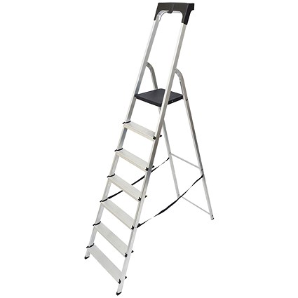 Werner Aluminium High Handrail 7 Tread Step Ladder 7410718
