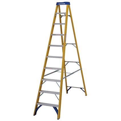 Abru Fibreglass Swingback Step Ladder 10 Tread Yellow 7161018