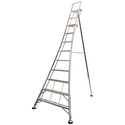 Werner Adjustable 9 Tread Tripod Ladder with High Handrail 92509