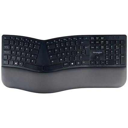 Kensington Pro Fit Ergo Wireless Keyboard, Bluetooth UK, Black