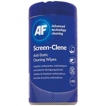 AF Screen-Clene Anti-Static Screen Cleaning Wipes, Tub of 100