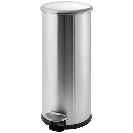 Addis Cushion Close Pedal Bin, 22 Litre, Silver