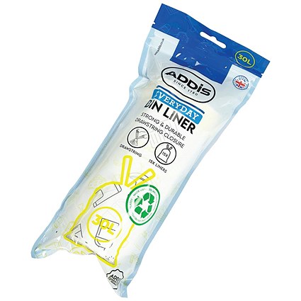 Addis Drawstring Bin Liner 30L 15 Liners